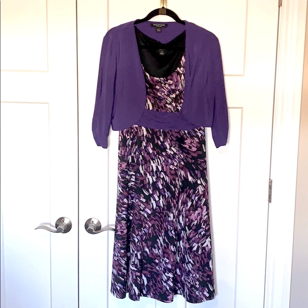 Purple Print Midi Dress with Matching Bolero